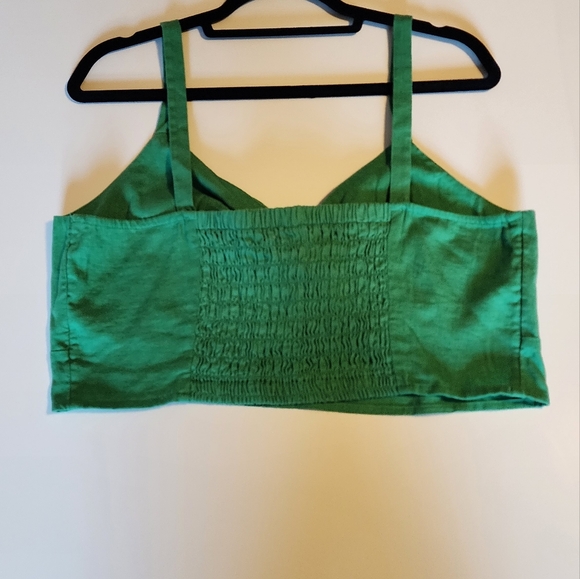 Green Linen Knot-Front Cropped Tank, size L (Universal Thread) - Picture 4 of 5